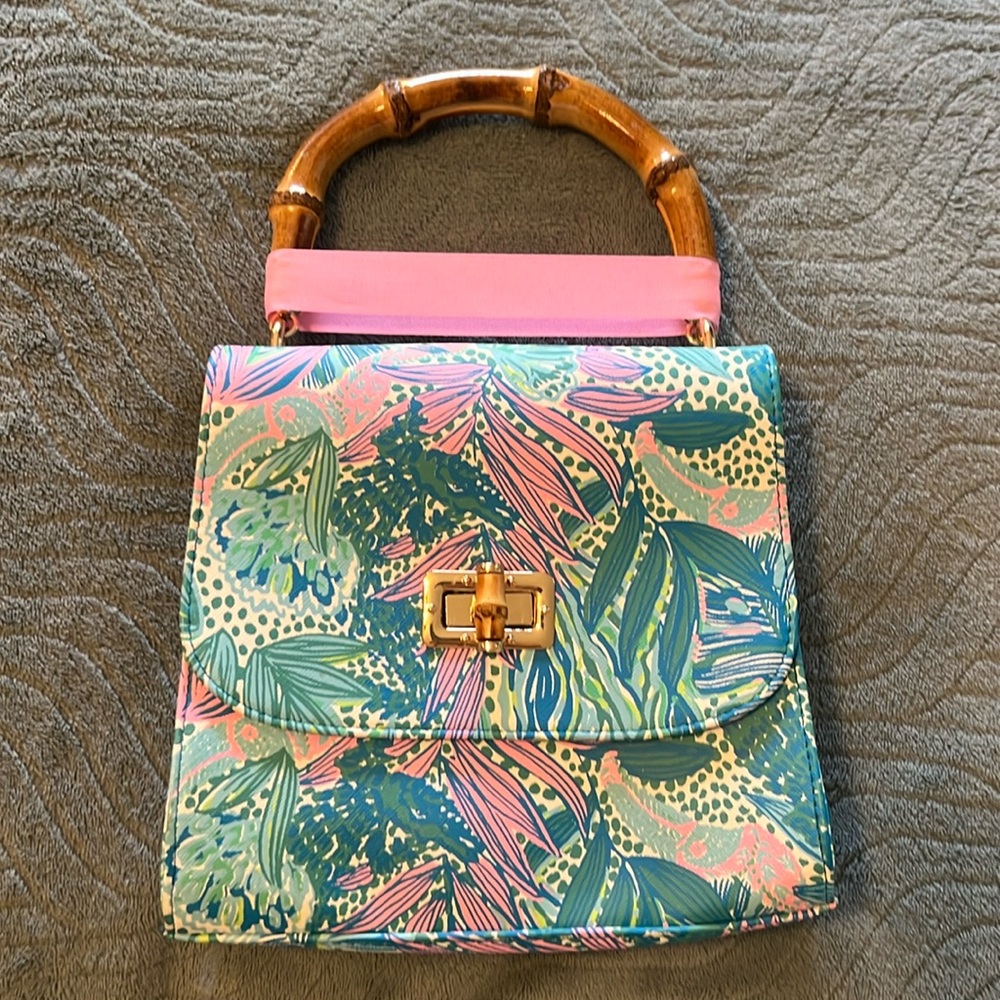 NWT Lilly Pulitzer Holiday in the Sun Bamboo Handle Bag (NWOT)